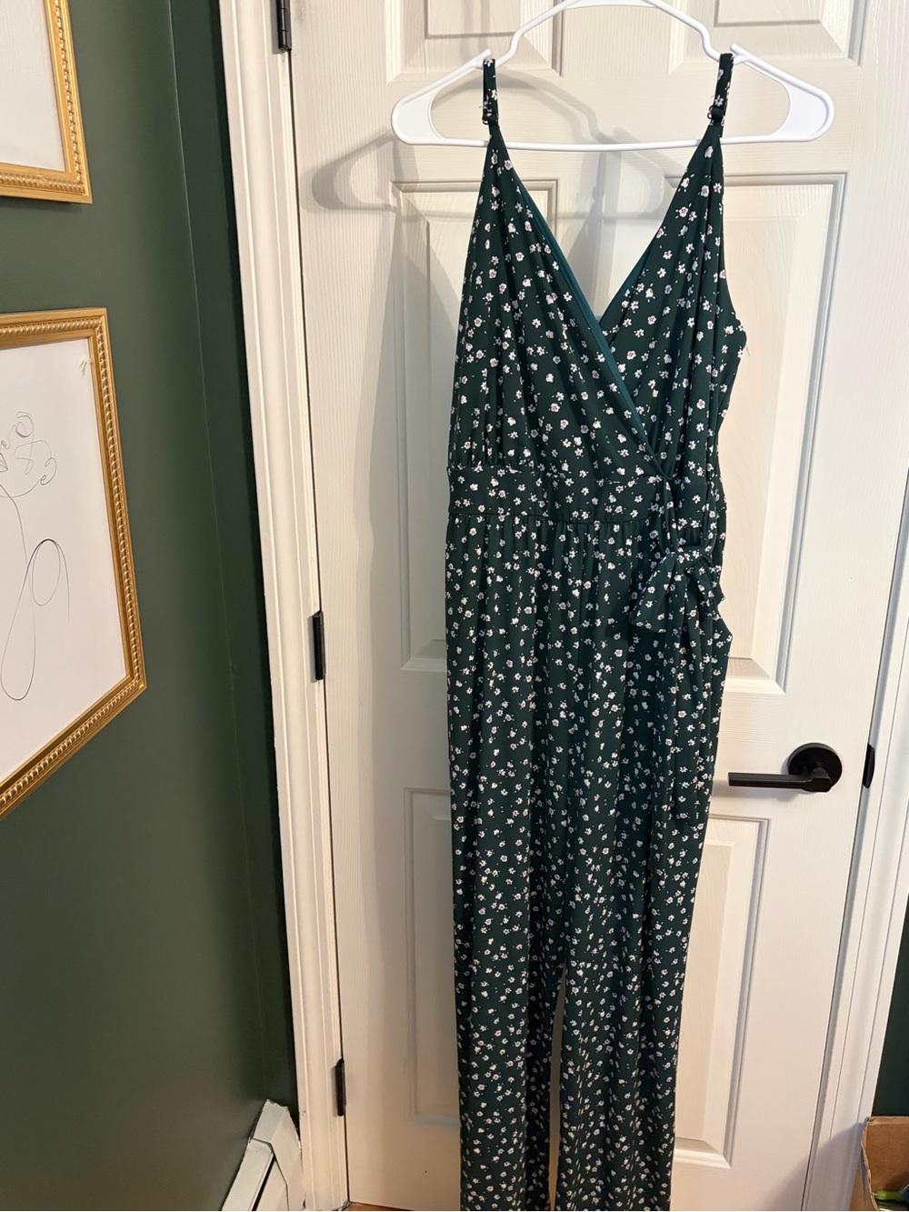 KAILEIGH Green Floral Wrap Jumpsuit NWT